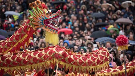 Chinese New Year celebrations in Trafalgar Square. Image courtesy of Greater London Authority.
