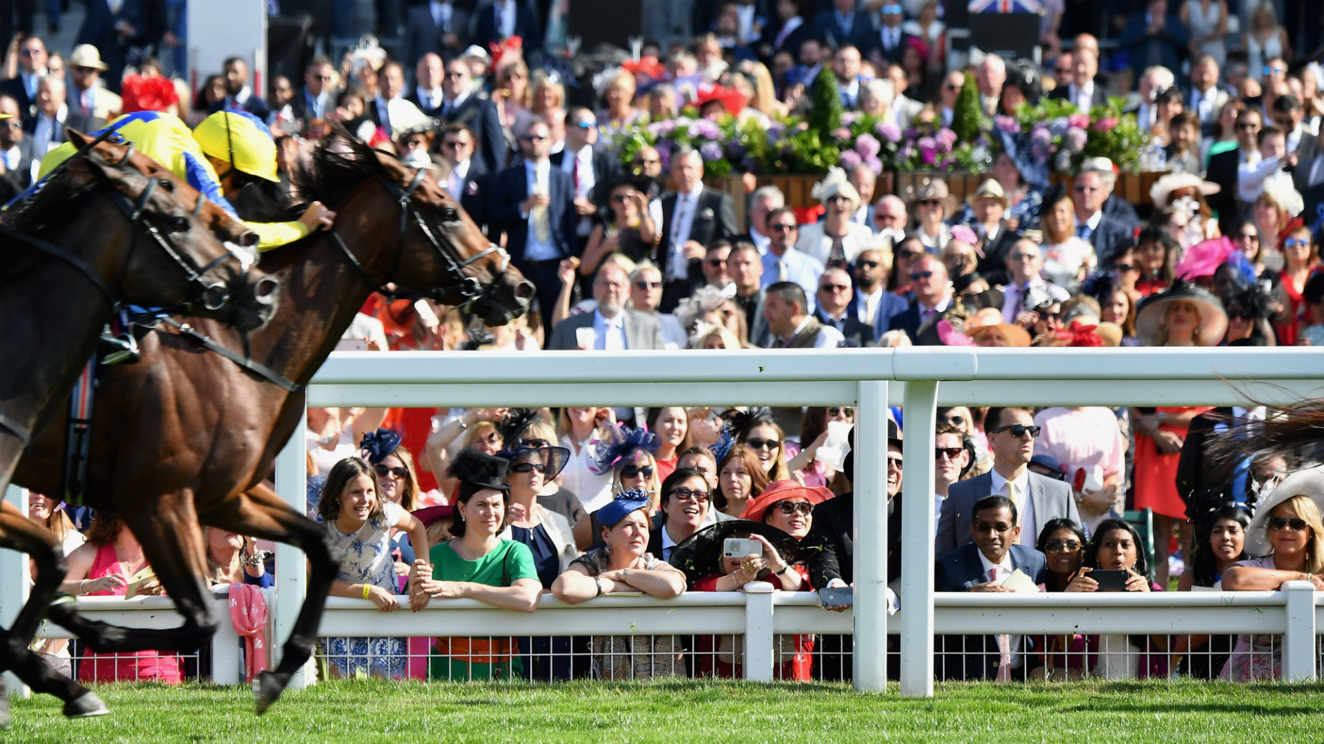 View of the racetrack from the Village on day three of Royal Ascot at Ascot Racecourse. Photo by Jeff Spicer/Getty Images for Ascot Racecourse. Copyright: 2018 Getty Images. Image courtesy of Ascot Racecourse. View of the racetrack from the Village on day three of Royal Ascot at Ascot Racecourse.
