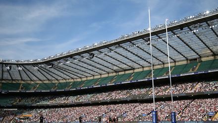 England rugby team in actions at Twickenham stadium. Image courtesy of World Rugby