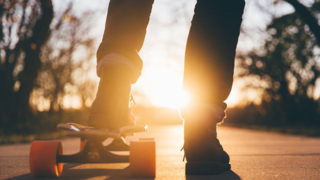 Find the best skateparks and roller-skating spots in London © Drew Hays / Unsplash. Image courtesy of Drew Hays / Unsplash. A skateboarder with one foot on the ground on a sunny evening