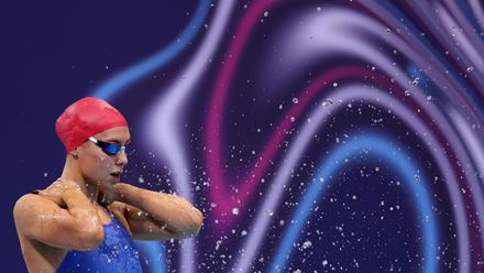 Swimmer Freya Colbert prepares for her race. Image courtesy of Aquatics GB