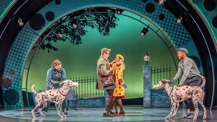 Follow the adventures of Pongo and Perdi as they try to save their precious puppies from Cruella's clutches in 101 Dalmatians The Musical. Image courtesy of Jo Allan PR/ Photo credit: Johan Persson.