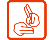Assisted performances symbol - British Sign Language-interpreted theatre height=