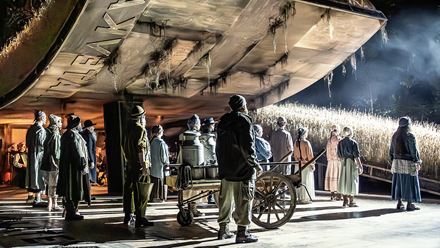 Immerse yourself in the world of a small group of villagers navigating the tides of change as tradition is challenged by modernity in Fiddler on the Roof. Image courtesy of London Theatre Direct/ Photo credit: Marc Brenner.