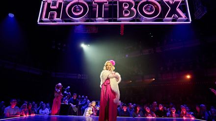 See Marisha Wallace playing Adelaide in the smash hit musical Guys and Dolls at the Bridge Theatre in London. Image courtesy of Premier Entertainement/ photo credit Manuel Harlan.