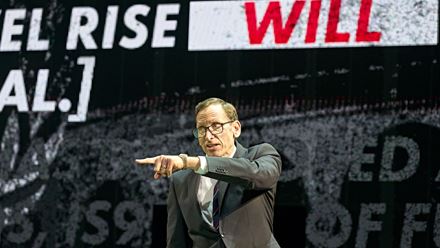 See how climate change agreements are brought to life in the play Kyoto, which moves to London's West End after a successful run in Stratford-upon-Avon last year. Image courtesy of RSC and Good Chance/Photo by Manuel Harlan.