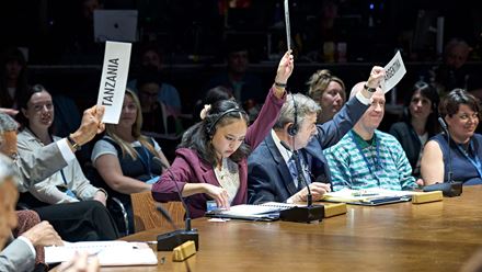 See the groundbreaking play Kyoto and immerse yourself in the first climate conference of its kind. Image courtesy of RSC and Good Chance/Photo by Manuel Harlan.