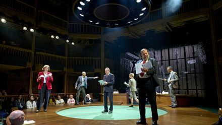 Watch key nations and UN officials debate climate change in the play Kyoto, coming to London's West End in January 2025. Image courtesy of RSC and Good Chance/Photo by Manuel Harlan.