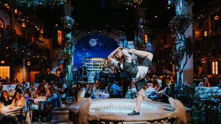 Spend an evening at the holiday Greek tavern Nikos Taverna and relive some of the best scenes from Mamma Mia The Movie and some new ones at Mamma Mia! The Party. Image courtesy of About Grace PR/b photo credit: Grant Walker.