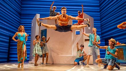 Catch a feel-good musical in London's West End and sing your heart out at Mamma Mia! at the Novello Theatre. Image courtesy of Amanda Malpass/ photo credit: Brinkhoff & Mögenburg.