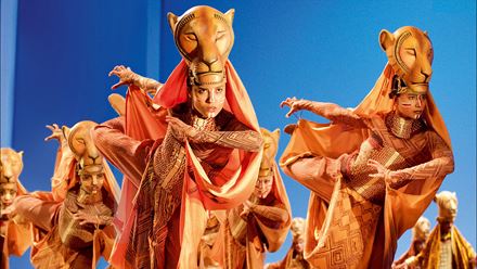Be mesmerised by stunning costumes and puppetry as some of your favourite characters from Disney's Lion King come to life in London. Image courtesy of Disney/ Photo credit: Van Den Meer.