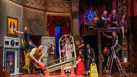 See the unexpected happen live on stage with The Play That Goes Wrong, currently at the Duchess Theatre. Image courtesy of Storyhouse PR / Photo credit: Matt Crockett.