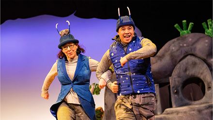 Come and see The Smeds and the Smoos, currently showing at the Lyric Theatre, and follow the story of two aliens living on an estranged planet. Image courtesy of Tall Stories.