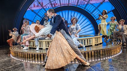 Watch Sally Ann Triplett shine as Madge Hardwick in the spectacular musical Top Hat. Image courtesy of Storyhouse PR. Photo credit: Johan Persson.