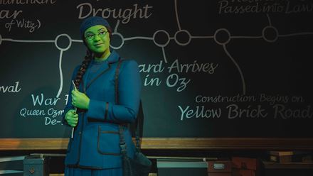 Rediscover the story of the Kingdom of Oz from Elphaba's perspective in Wicked the Musical. Image courtesy of London Theatre Direct/photo credit: Matt Crockett.