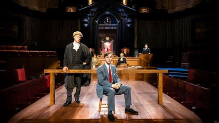 Take your seat in the courtroom at London County Hall and experience the gripping murder trial unfold in Witness for the Prosecution. Image courtesy of Pamela Raith Photography