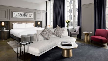 Stay in an elegant suite at The Trafalgar St. James London. Image courtesy of Hilton.