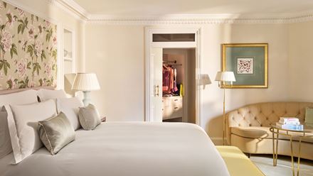 A bedroom at The Dorchester hotel. Credit: Dorchester Collection. Image courtesy of Dorchester Collection.