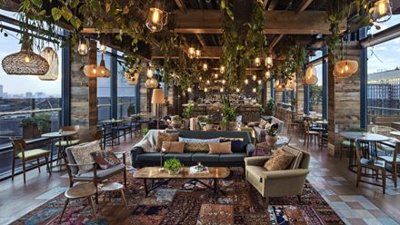 The Nest, rooftop bar and terrace. Credit: Treehouse Hotel. Image courtesy of Bacchus Agency.